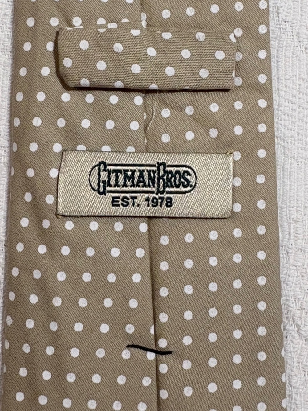 Gitman Bros. Polka Dot Cotton Necktie Beige Tan Made in USA